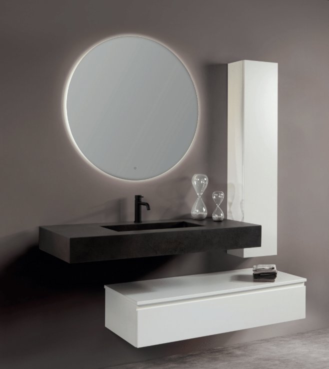 Lavabo in gres con mensola a cassetti