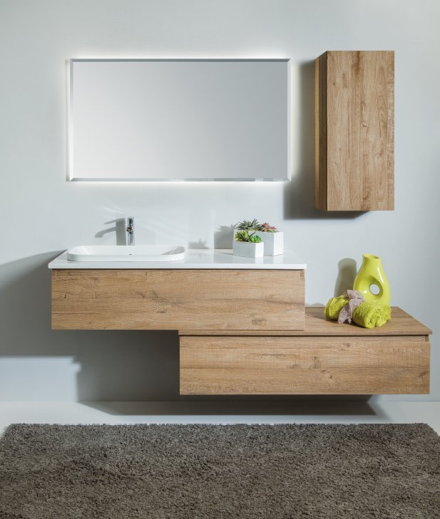 Lavabo doppia mensola legno fiammato